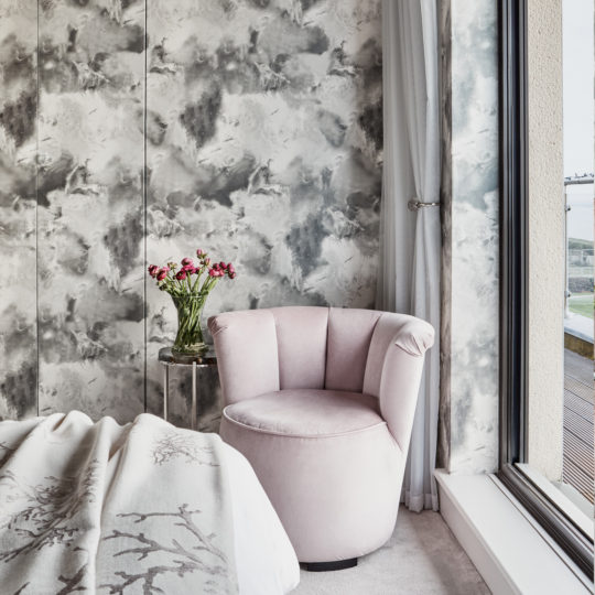 Cloudbusting Wallpaper in Grey by 17 Patterns