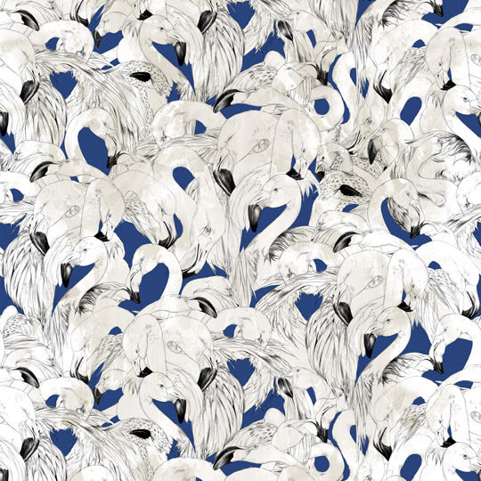 Flamingo Wallpaper Navy