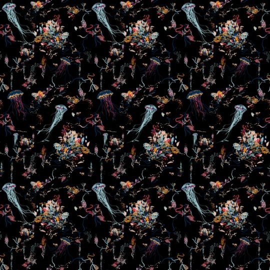 Jellyfish-Black-Velvet-Fabric