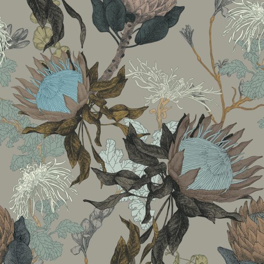 Proteas' Dream Woodland Grey Wallpaper