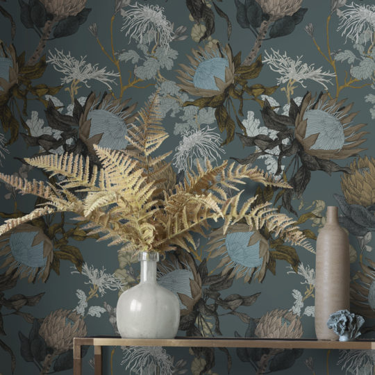 Proteas' Dream Conure Blue Wallpaper by 17 Patterns